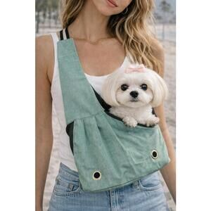 Green Crossbody Pet Dog‎ Cat Sling Bag Carrier With Adjustable Strap - Small
